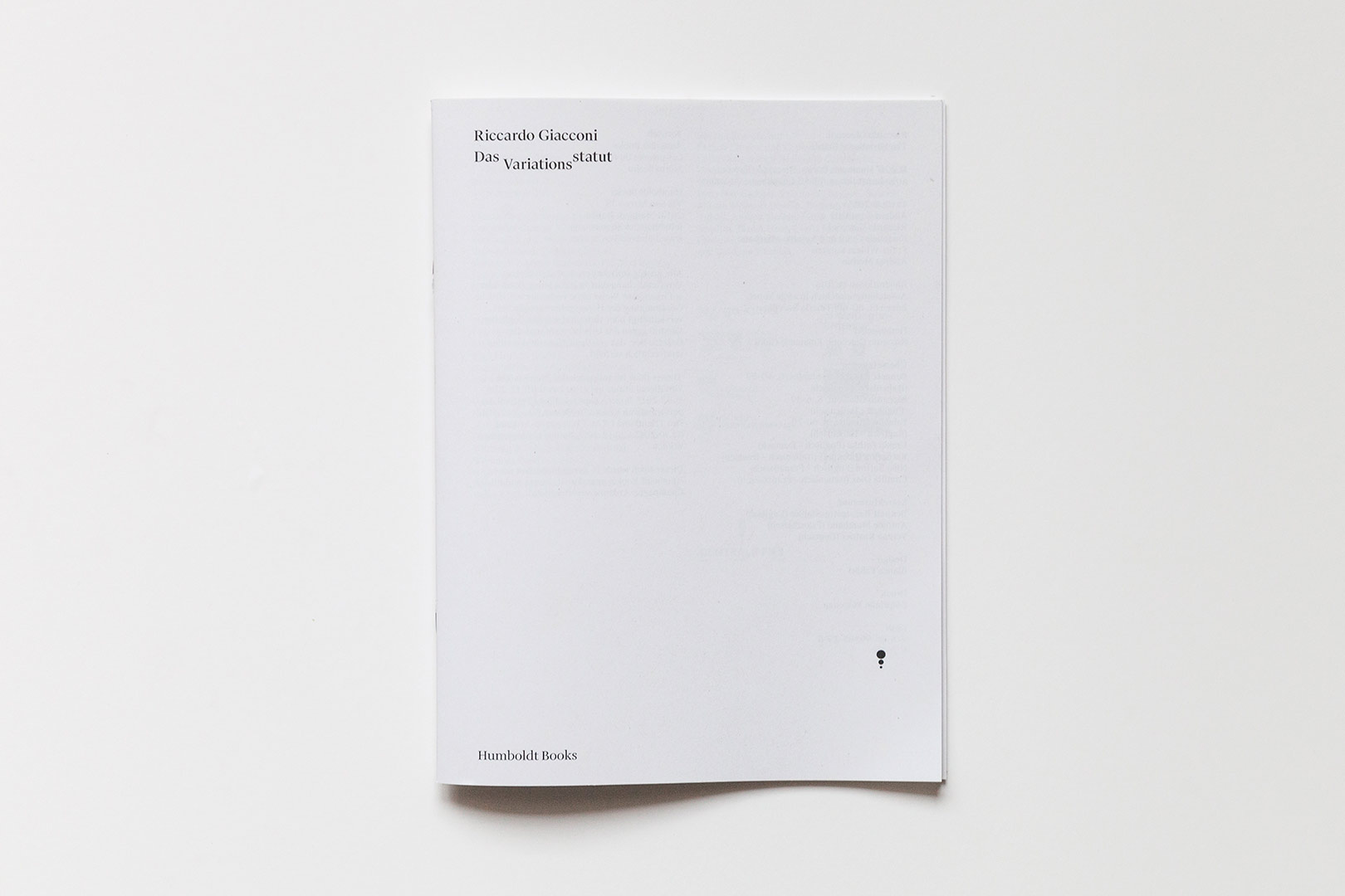 Riccardo Giacconi – The Variational Status | Humboldt Books